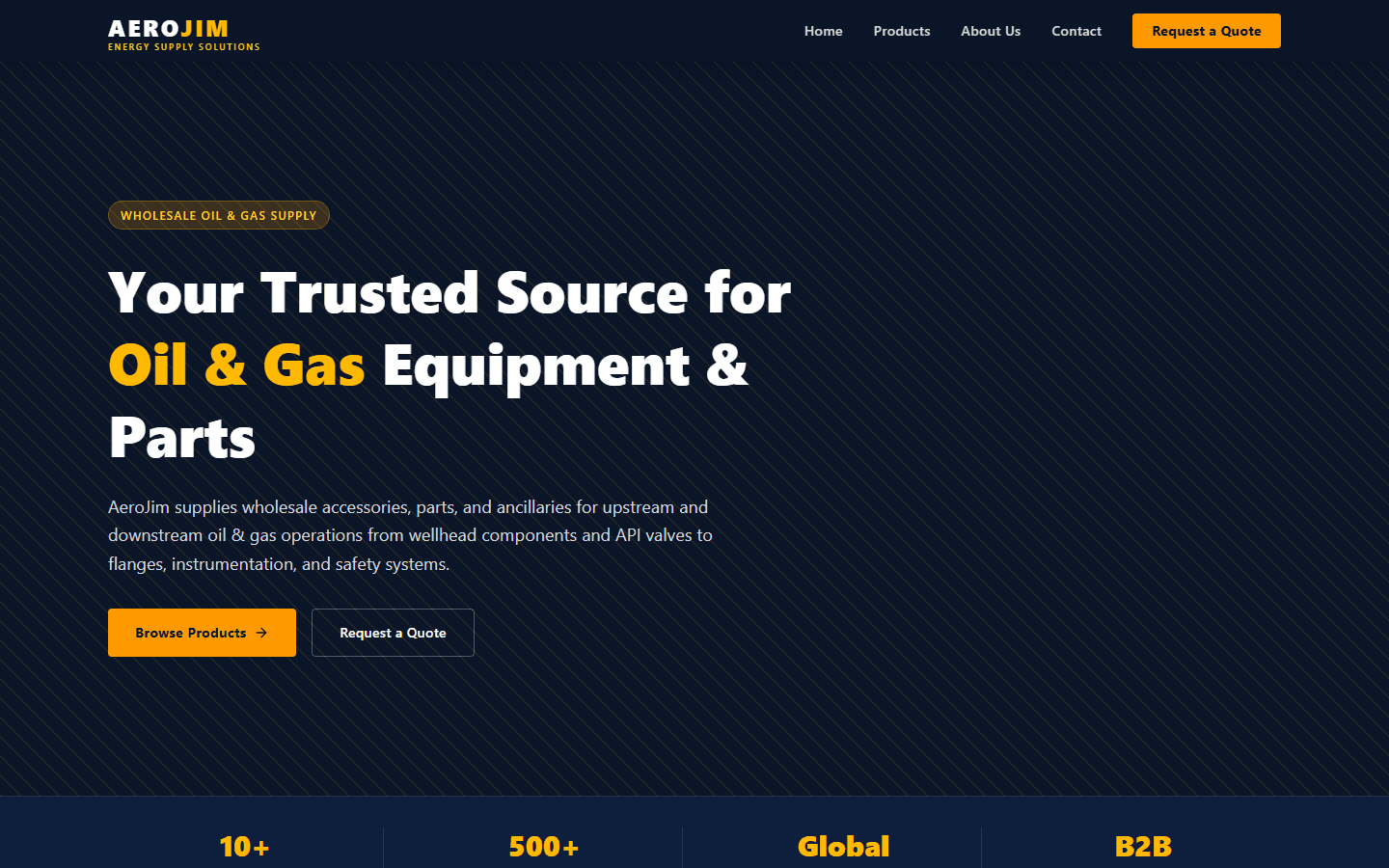 AeroJim Energy Supply Solutions website homepage