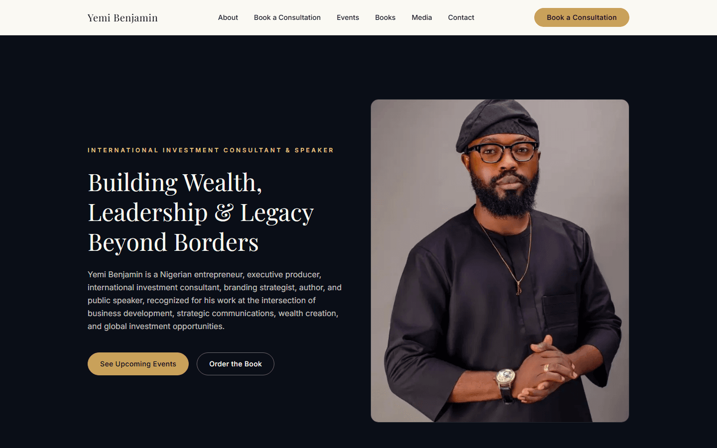 Yemi Benjamin website homepage